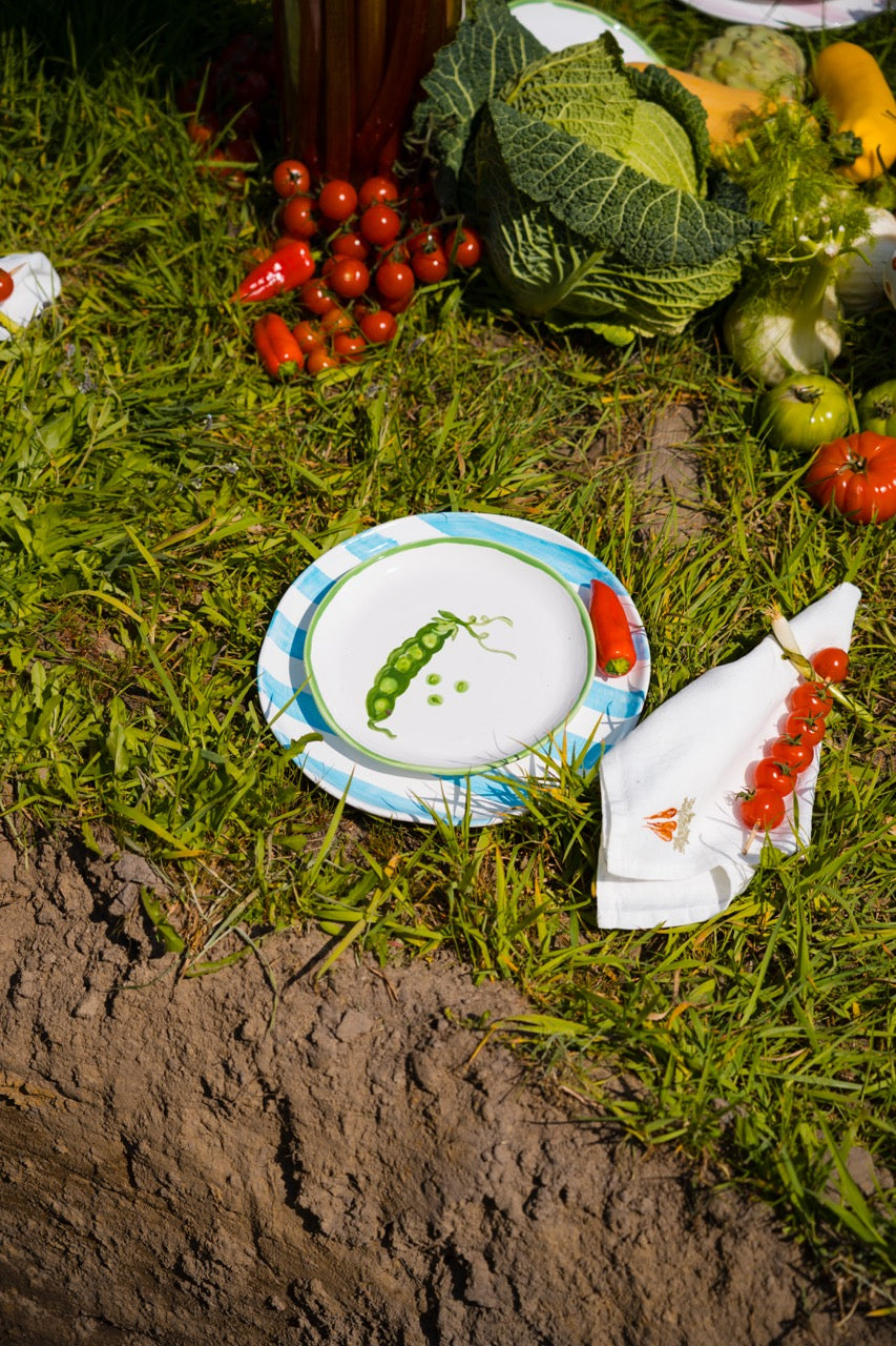 GARDEN HARVEST 🌽 — Big Plates Stripes (Set of 4)