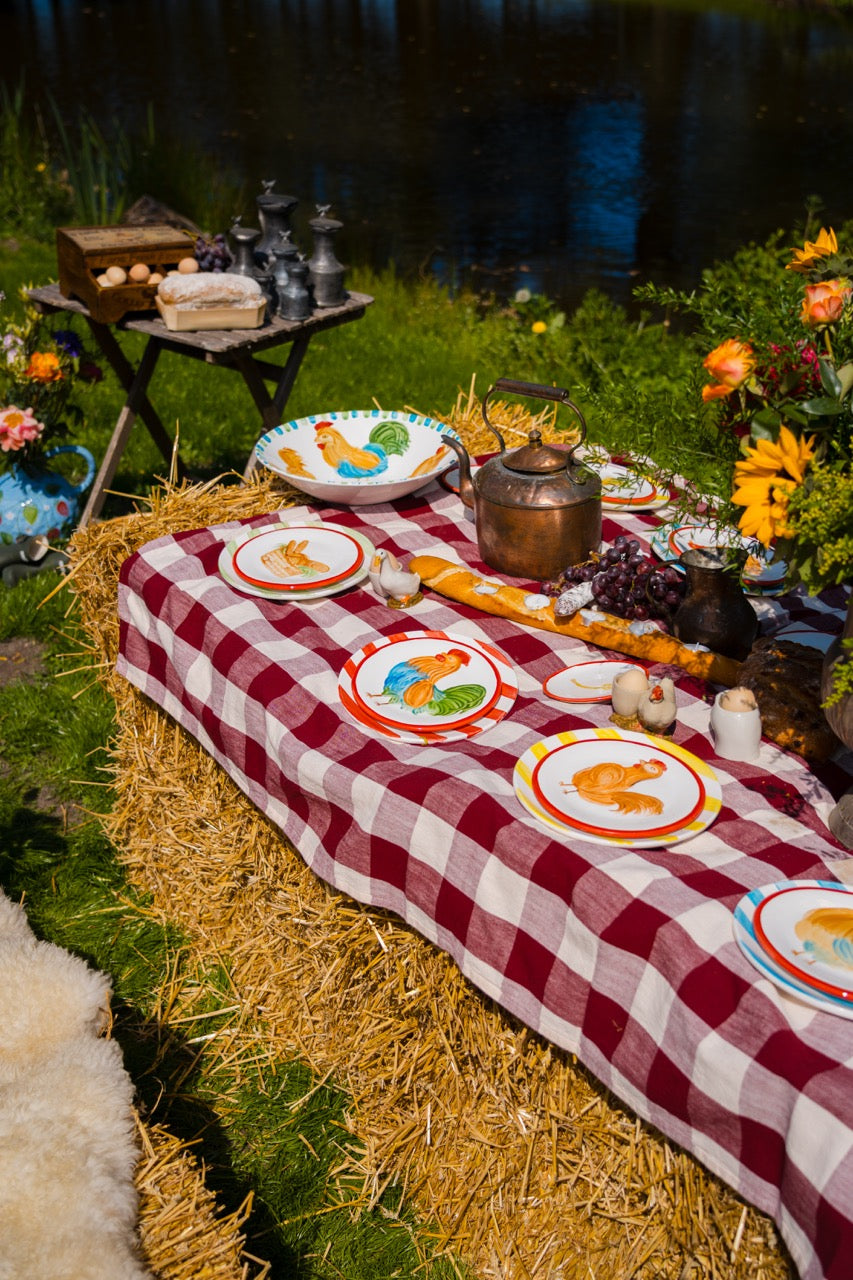 BARNYARD STORIES 🌾 — Big Plates Stripes (Set of 4)