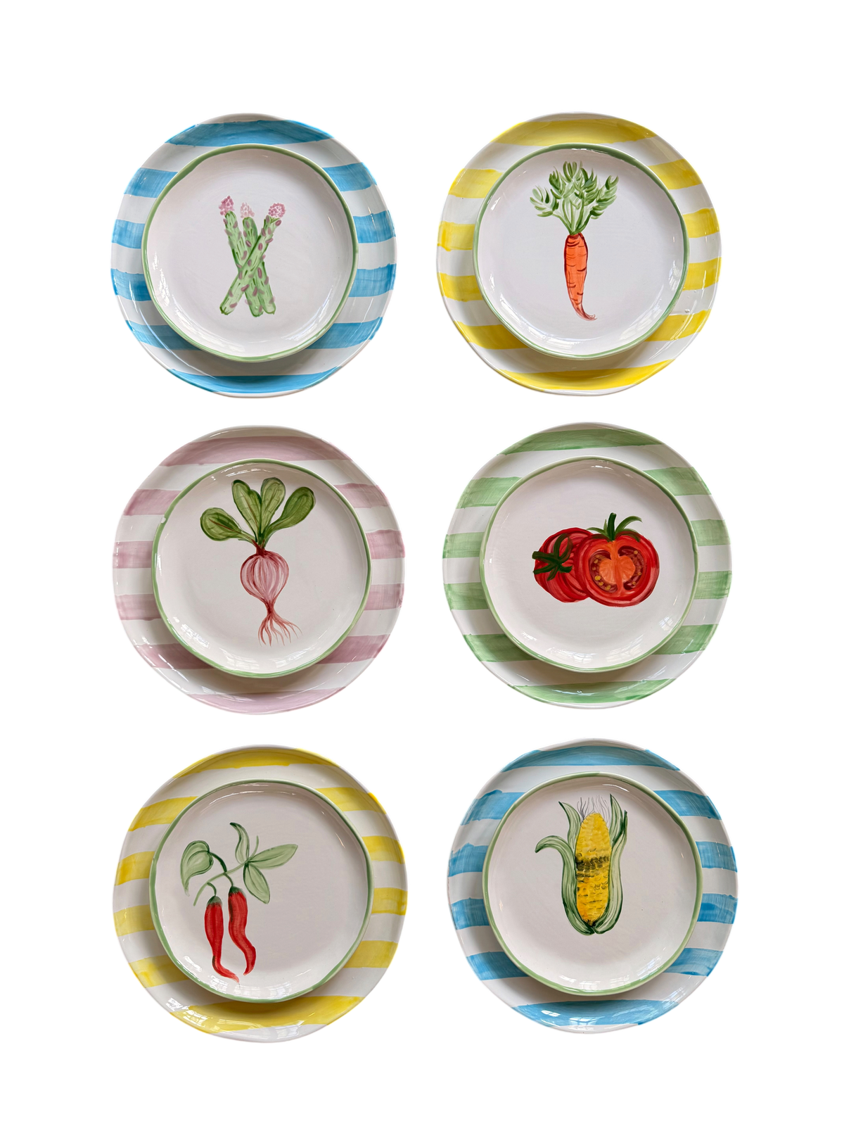 GARDEN HARVEST 🫛 — Small Plates + Big Plates Stripes (Set of 12)